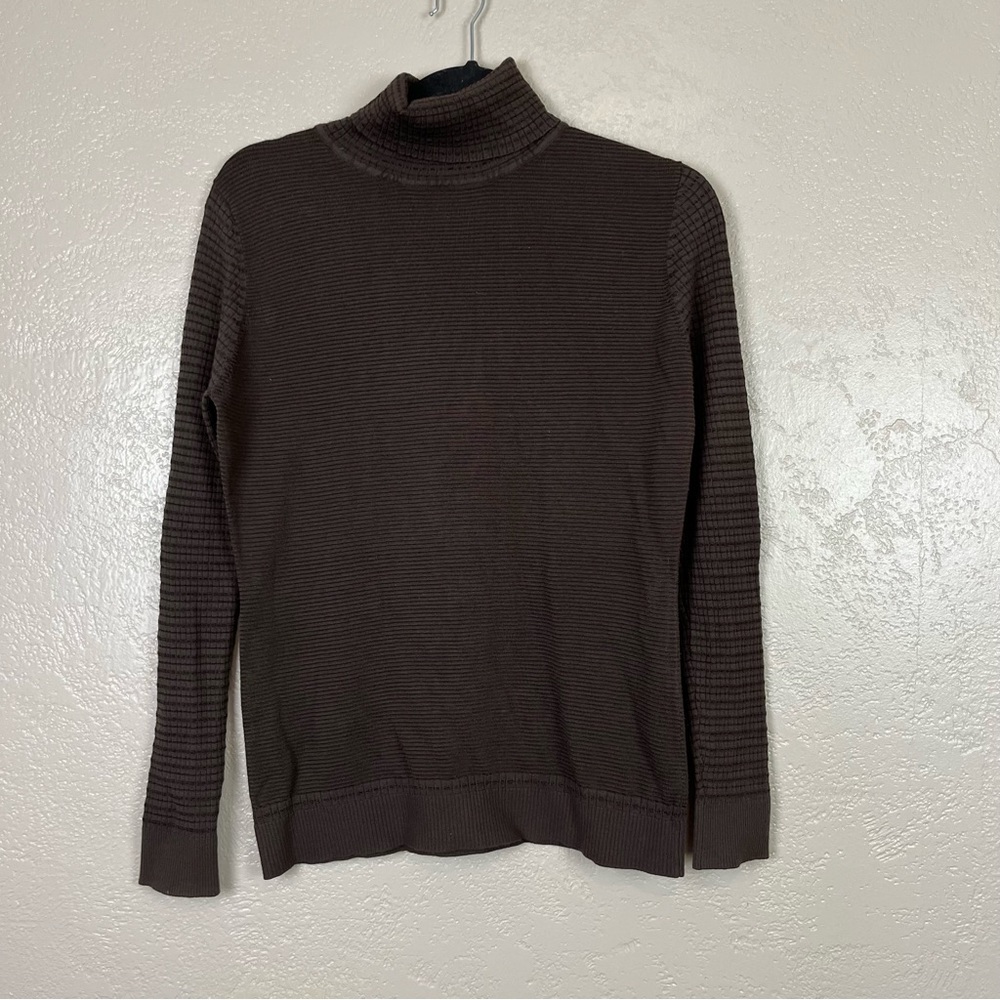 5 for $30 Etcétera women long sleeve turtleneck brown stretch blouse size M - Picture 12 of 14
